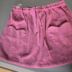 Pink Ribbed Shorts with Heart Pockets
